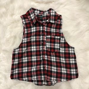 Button-up Flannel Tank Top